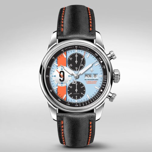 Detroit watch Co chronograph Porsche gulf livery blue and orange
