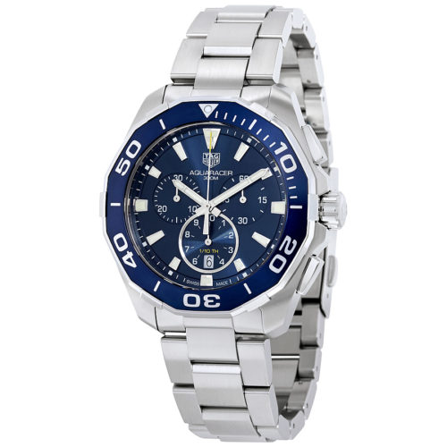 Tag Heur Aquaracer chronograph silver and blue